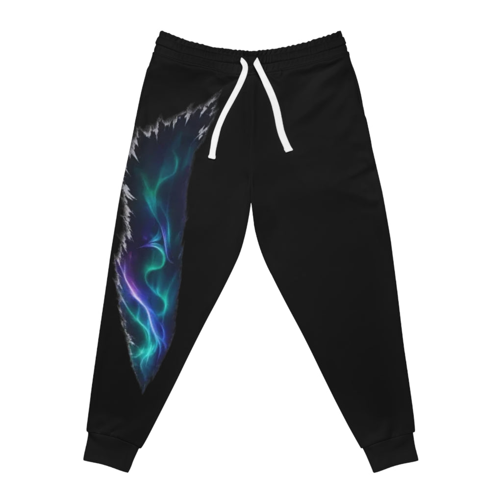 Aurora Flame Athletic Joggers — Black Cosmic Graphic Sweatpants