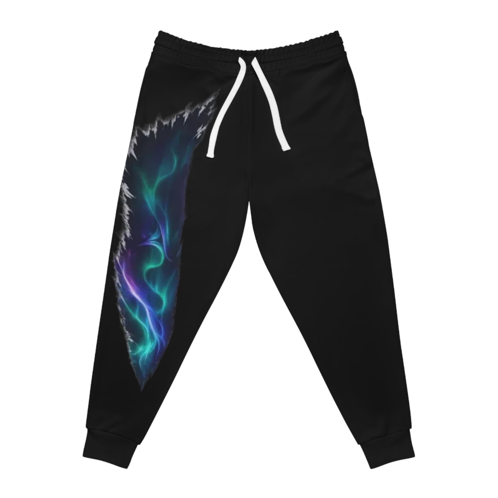 Aurora Flame Athletic Joggers — Black Cosmic Graphic Sweatpants