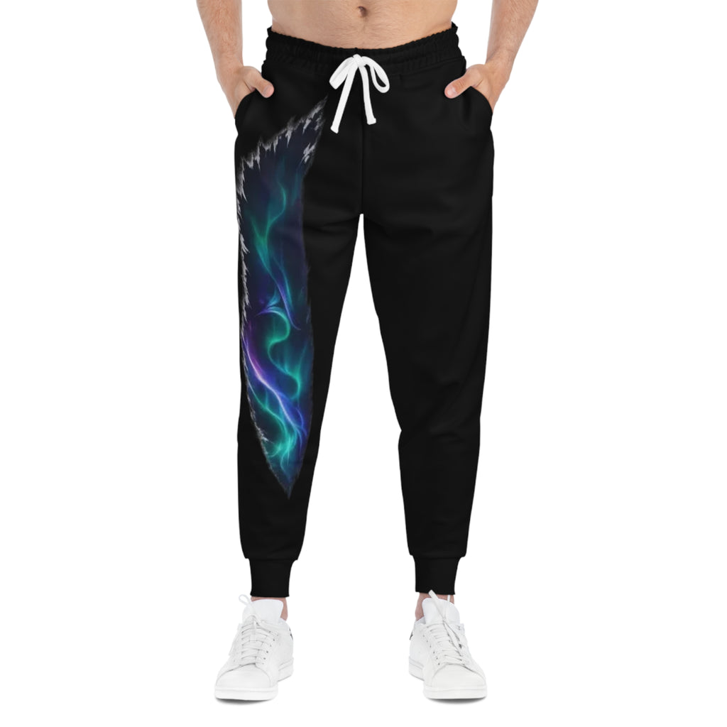 Aurora Flame Athletic Joggers — Black Cosmic Graphic Sweatpants