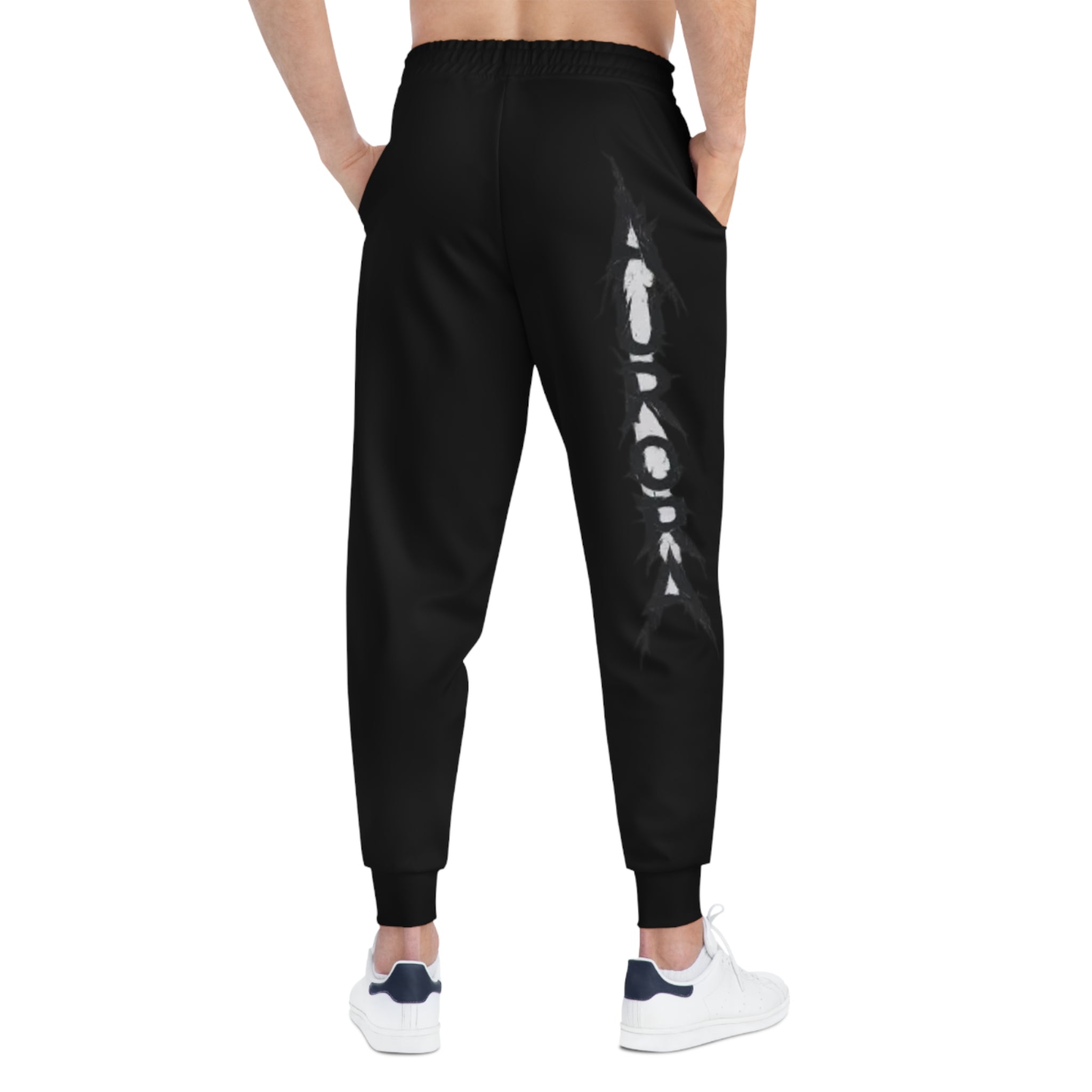 Aurora Flame Athletic Joggers — Black Cosmic Graphic Sweatpants